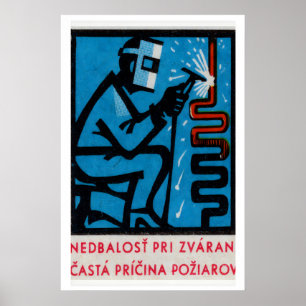 Man Welding - Matchbox Print - Czech Wall Art