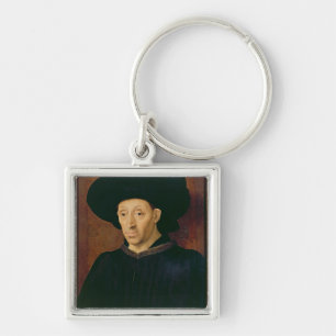 Man with a Glass of Wine Key Ring