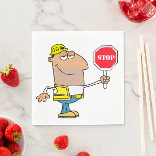 Man With A Stop Sign Napkins