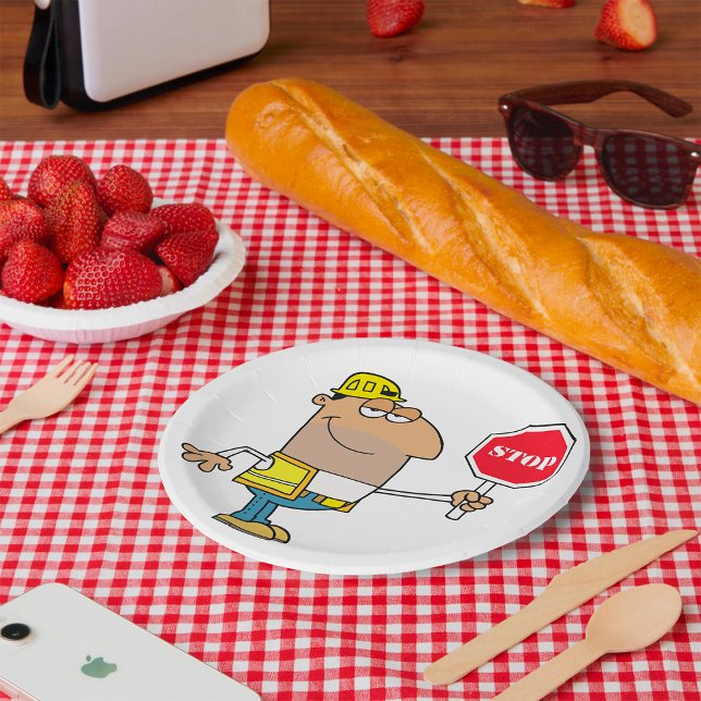 Man With A Stop Sign Paper Plate (Creator Uploaded)