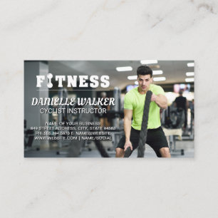 Man with Battle Ropes Fitness Business Card