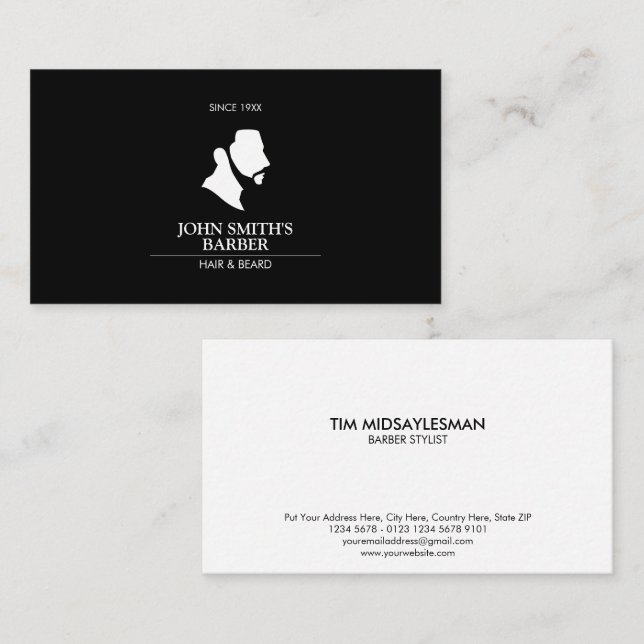 Man With Beard Barber Logo Business Card (Front/Back)