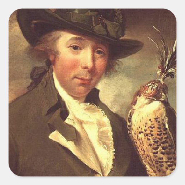 Man with Falcon Square Sticker (Front)