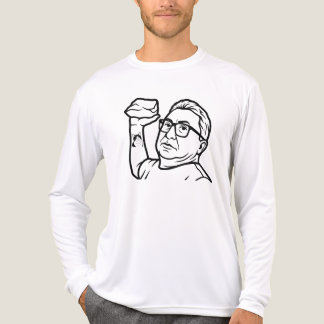 Man with Glasses Holding Rock Cat Tattoo Line Art Tri-Blend Shirt