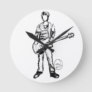 Man with Guitar Round Clock
