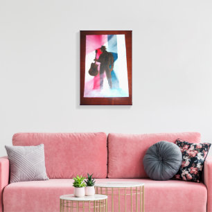 Man With Guitar Stretched Canvas Print