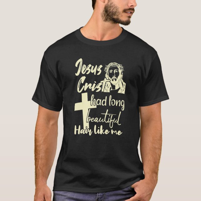Man with long hair   T-Shirt (Front)