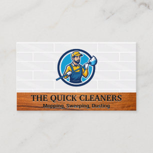 Man with Mop Cleaner Home Services Business Card