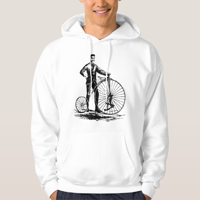 Man with Penny Farthing - Black Hoodie (Front)