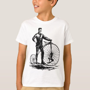 Man with Penny Farthing - Black T-Shirt
