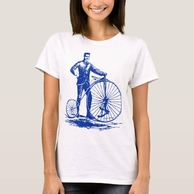 Man with Penny Farthing - Navy T-Shirt (Front)