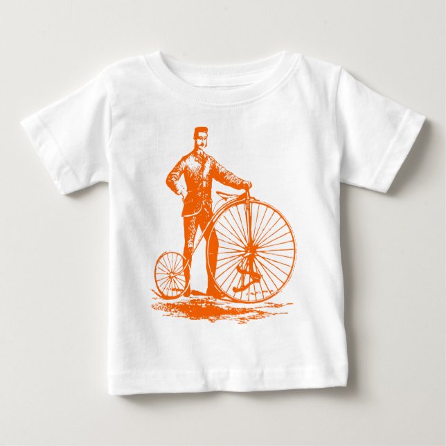 Man with Penny Farthing - Orange Baby T-Shirt (Front)