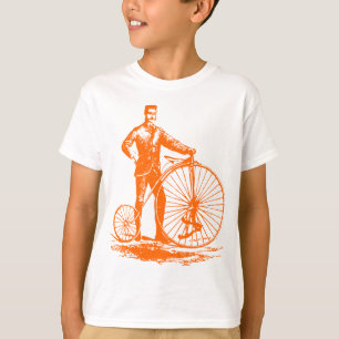 Man with Penny Farthing - Orange T-Shirt