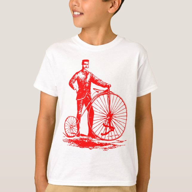 Man with Penny Farthing - Red T-Shirt (Front)