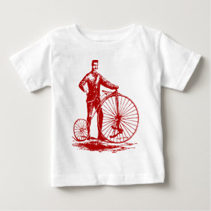 Man with Penny Farthing - Ruby Red Baby T-Shirt
