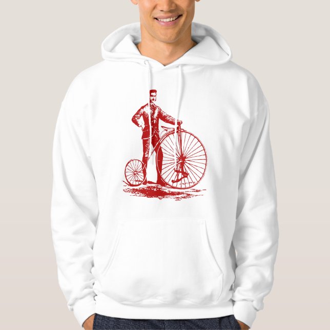 Man with Penny Farthing - Ruby Red Hoodie (Front)