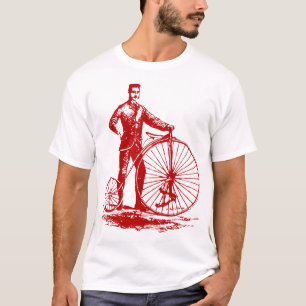 Man with Penny Farthing - Ruby Red T-Shirt