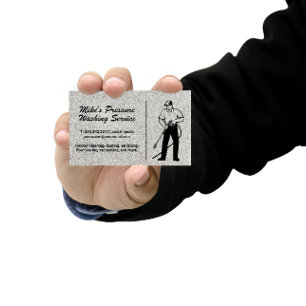 Man with Pressure Washer Cleaning Services Business Card