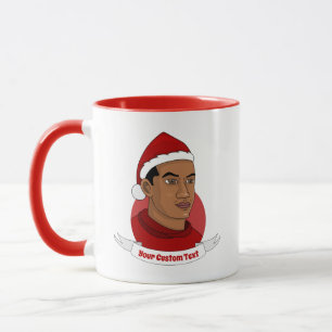 Man with Santa Claus hat cartoon Mug
