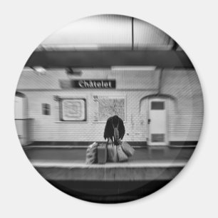 Man with shopping bags in subway (Chatelet) Magnet