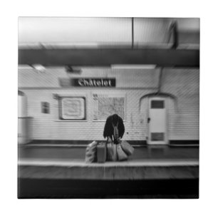 Man with shopping bags in subway (Chatelet) Tile