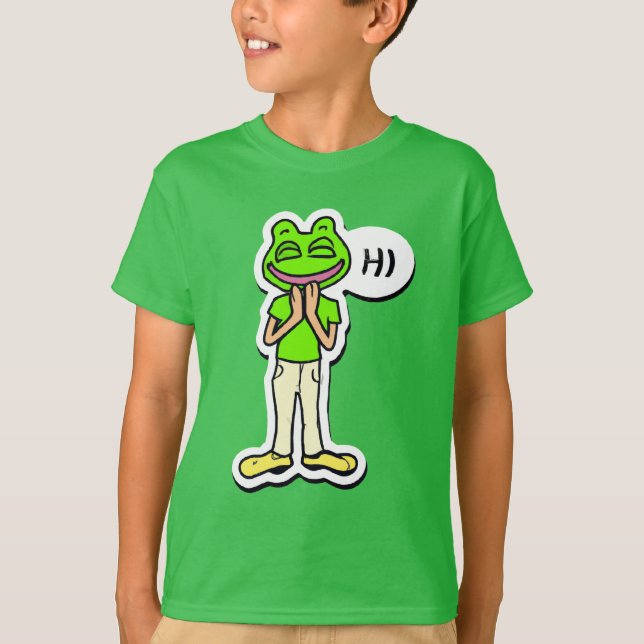 Man with Smiling Frog Head AI Art T-Shirt (Front)