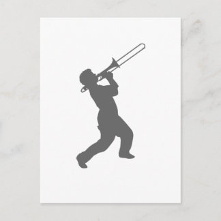 man with trombone postcard