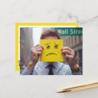 Man With Worried Face Drawing On Wall Street