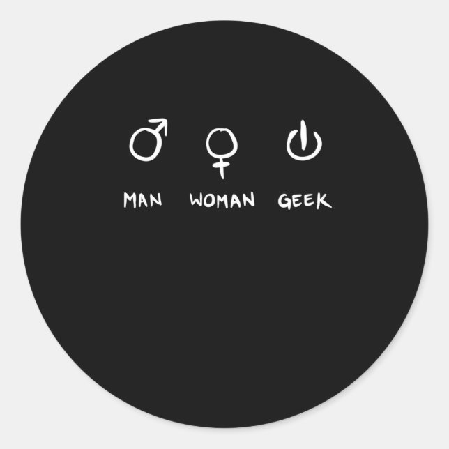 Man Woman Geek Classic Round Sticker (Front)