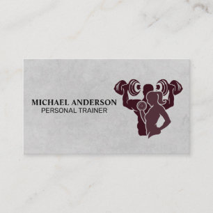 Man Woman Lifting Weights Fitness Business Card