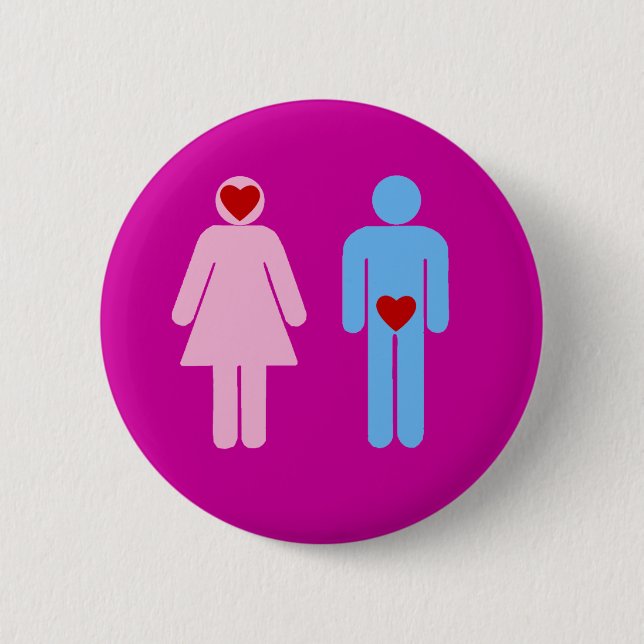 Man Woman Love Humour Tshirt 6 Cm Round Badge (Front)