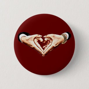 Man womans couples hands in heart shape love art 6 cm round badge