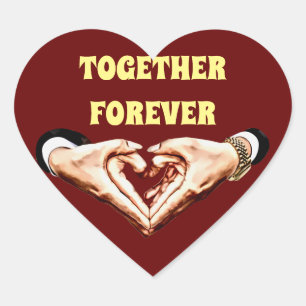Man womans couples hands in heart shape love art sticker
