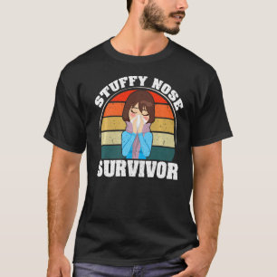 Man Women Awareness Vintage Stuffy Nose Survivor T-Shirt