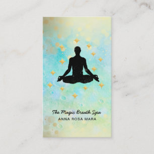 ** Man Yoga Glitter Gold Meditation Mindfulness Business Card