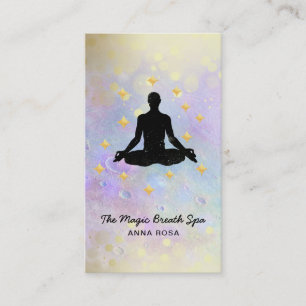 *~* Man Yoga Gold Glitter Meditation  Mindfulness Business Card