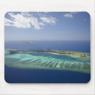 Mana Island and coral reef, Mamanuca Islands Mouse Pad