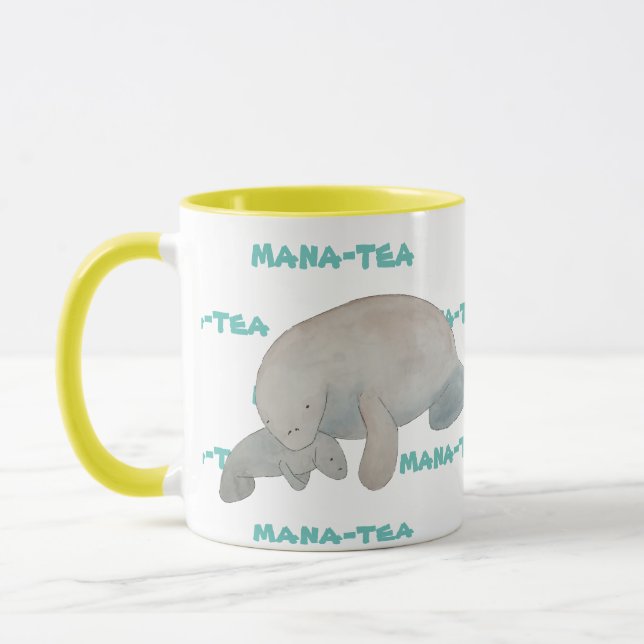 Mana-tea Funny Pun Manatee Mug (Left)