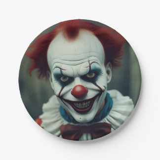 manacing clown paper plate