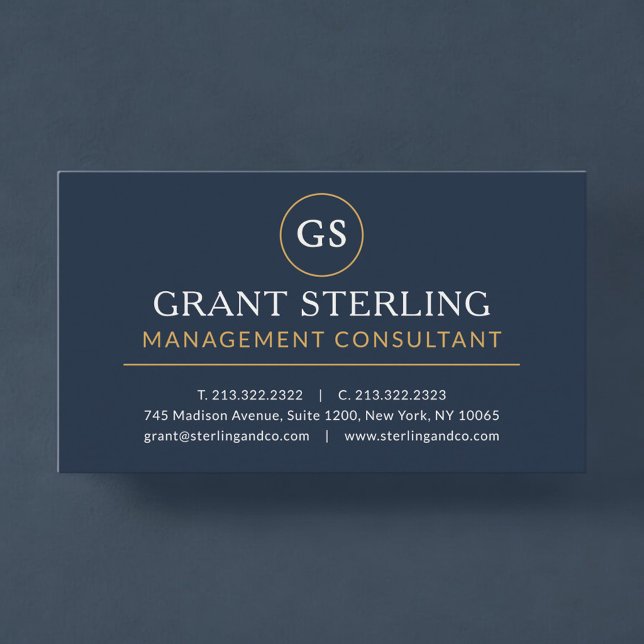 Management Consultant Navy Blue Gold Luxury Business Card (Creator Uploaded)
