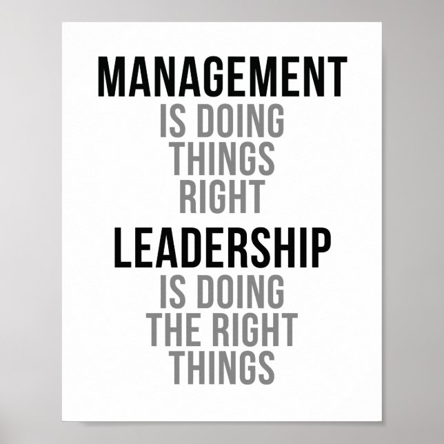 Management Is Doing Things Right Poster (Front)