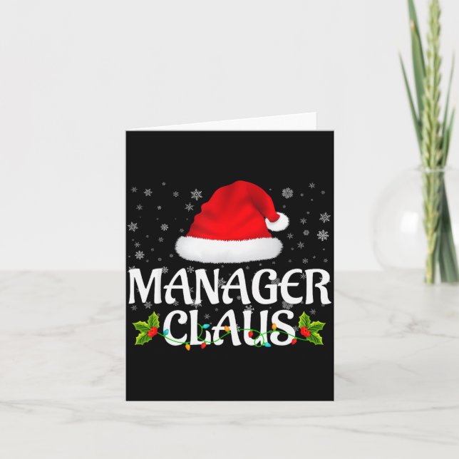 Manager Claus Christmas Lights Santa Pajama Family Card (Front)