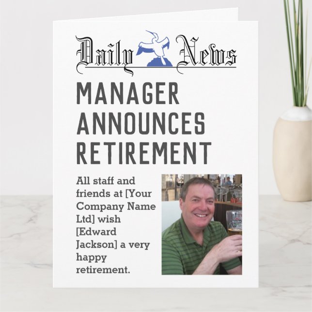 Manager Retirement Card to Personalise (Front)