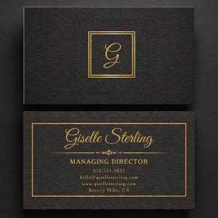 Managing Director Monogrammed Gold Black Business Card