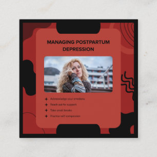 Managing Postpartum Depression Awareness Design Square Business Card