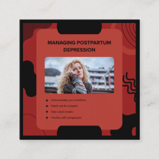 Managing Postpartum Depression Awareness Design Square Business Card