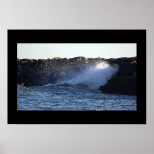 Manahawkin Waves Hitting Jetty Poster