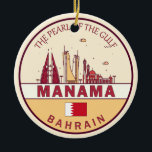 Manama Bahrain City Skyline Emblem Ceramic Tree Decoration<br><div class="desc">Manama minimalist,  colourful art design featuring monuments and landmarks of the city in Bahrain.</div>
