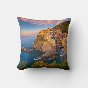 Manarola Cinque Terre Italy Med Sea Coast Cushion