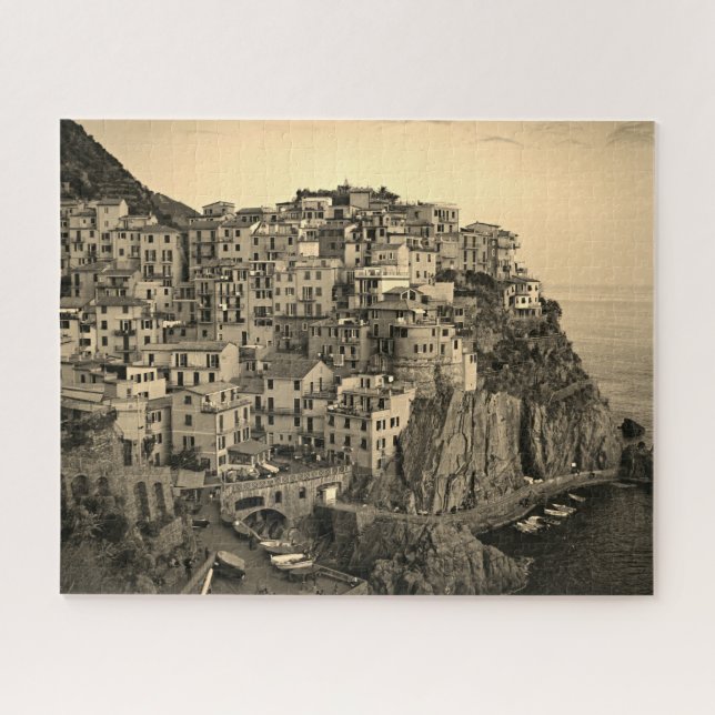 Manarola in Sepia Tones - Italy - 16x20 - 520 pcs Jigsaw Puzzle (Horizontal)